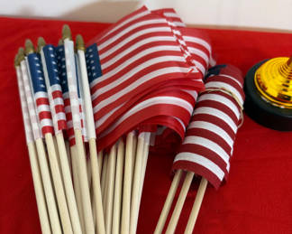 Lot 55: American Flags on Wooden Sticks and Desk Flag