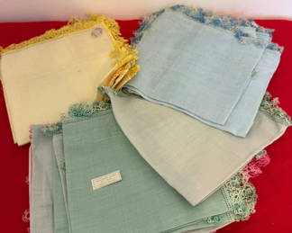 Lot 43: Assorted Linen Handkerchiefs with Lace Trim