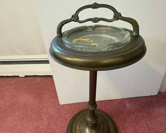 Lot 65: Vintage Metal Standing Ashtray with Glass Insert