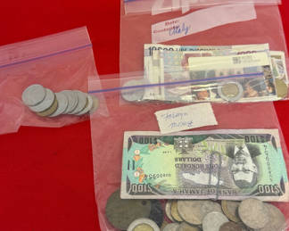Lot 40: Assorted Foreign Coins and Paper Currency