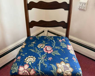 Lot 69: Wooden Chair with Floral Upholstered Seat