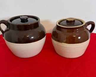 Lot 46: Two Ceramic Crock Jars with Lids
