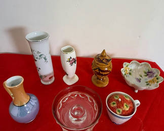 Lot 64: Assorted Decorative Vases, Glass Bowl, and Ceramic Items