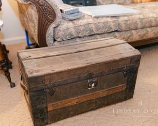 Vintage Flat-Top Travel Trunk