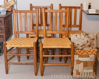 Ladder-Back Chairs with Woven Seats (set of 4)