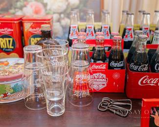 Vintage Tin Canisters and Coca-Cola Bottles
