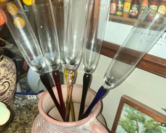 SET OF 6 COLORFUL CHAMPAIGNE STEMS!