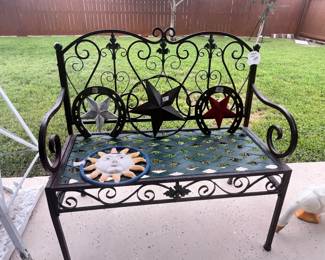 METAL BENCH & STAR HANGINGS