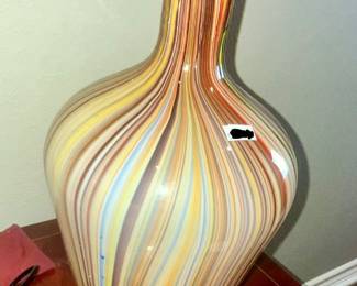 ONE OF TWO MID CENTURY STRIPED MURANO GLASS VASES!