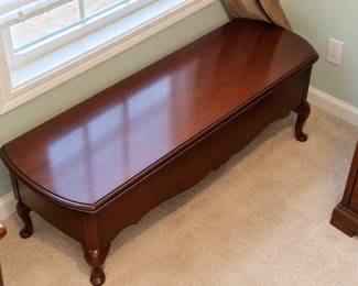 Wood storage bench with Queen Anne style legs – $150.