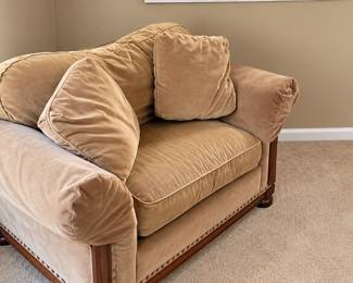 Upholstered oversized chair with accent pillows – $150