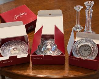 Orrefors & Gorham boxed crystal collection – pieces priced individually, $30–$100