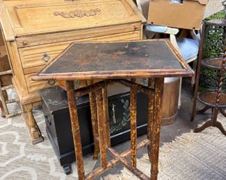 Antique French secretary and bamboo table