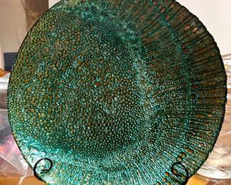 Decorative Glass Plate in Green & Turquoise