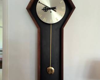 Coffin Hexagonal Mid Century Clock Meridian Clock #557 Howard Miller 