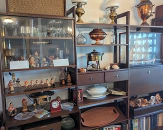 Walnut Wall Unit circa 1965 by Khoury Bro's  Modular Shelves and Glass Doors 