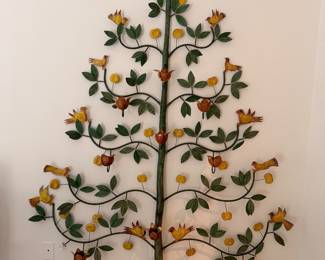 Antique Toleware Pear Tree Candle holder