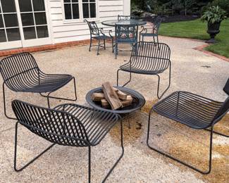 MCM chairs with copper firepit