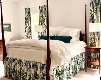 Queen 4 Post bed! Dreamy bedding and draperies are for sale too