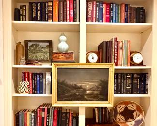Original oil paintings, rare old books, antique traveling desks, woven africian basketsna
