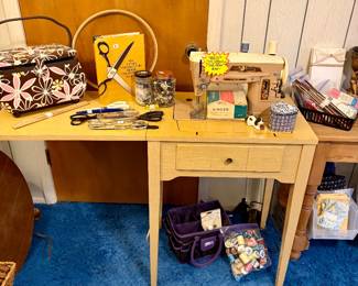Sewing table and supplies