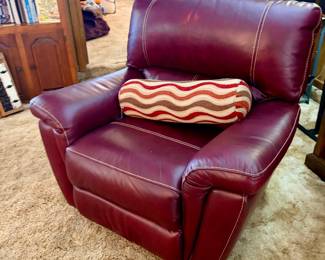 Swivel leather rocker