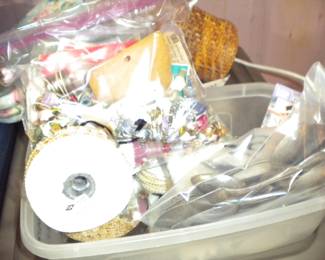 Old silverware and bagged craft supplies
