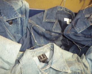 Over a dozen denim jackets