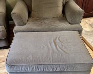 10 Raymour and Flanigan olive green armchair with matching ottoman