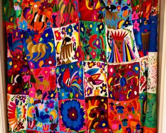 Large Mexican hand embroidery wall hanging 