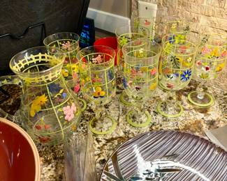 Hand painted pitcher and glasses 