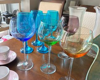 Lenox Colored Wine Glasses(4), Teal Blue Glasses(4)