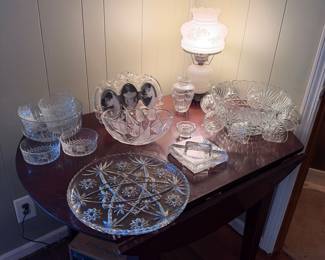 Crystal, punchbowl, vintage lamp
