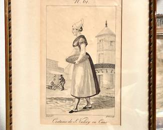 19th-century fashion plate titled "Costume de St. Valery en Caux," after Louis-Marie Lanté and engraved by Georges-Jacques Gâtine