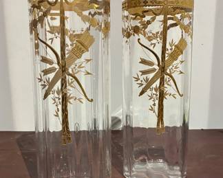 Gilt designed antique late 19th c. Baccarat vases