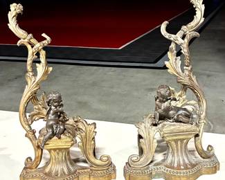 19th century Louis XVI style bronze chenets