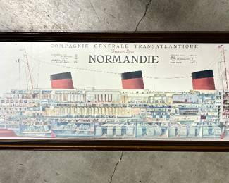 Vintage 1930s frame cut away of the SS Normandie