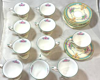 Vintage 1920’s set of Royal Worcester Melba pattern demitasse cups & saucers