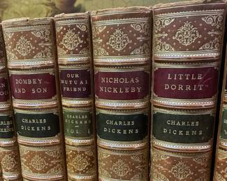 Nine 1st + two early editions of Charles Dickens, Victoria-era bound by WT Morrel, London ,