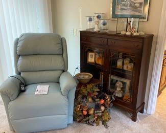 Power Lift Chair & Vintage Display Cabinet
