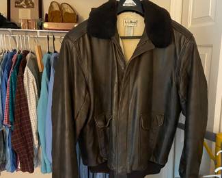 Vintage LL Bean Leather Bomber Jacket, XL