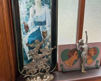 Coke tray candelabra with cherub motif & More