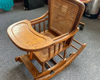 Antique Golden Oak Converting High Chair 