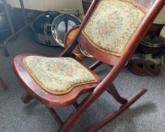 Antique Rocking Chair with Needlepoint Seat & Back