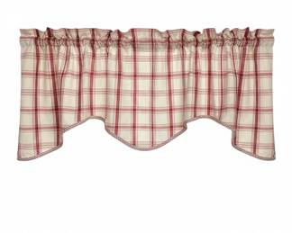 Vintage Red and White Striped Ticking Fabric Valance second image