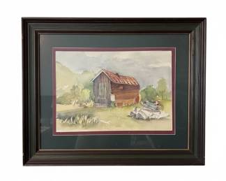 Original Watercolor Painting of a Rustic Shed by Charles Oglesby Longabaugh