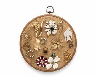 Vintage Jewelry Art Collection on Display Board