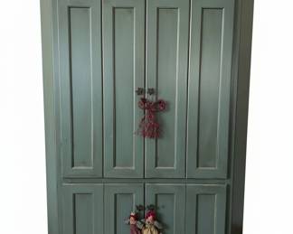 PrimitiveStyle Painted Sage Green Storage Armoire with Star Hardware