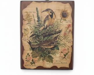 Vintage Arthur Singer Bird and Botanical Lithograph Plaques Robin and Meadowlark