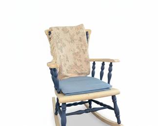 Bedroom Furniture Set Rocking Chair, Nightstand, and Brass Lamp